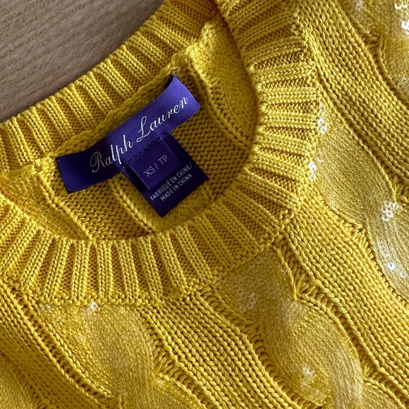 Ralph Lauren Purple Label Yellow Knit Sweater with Sequins - Picture 5 of 5